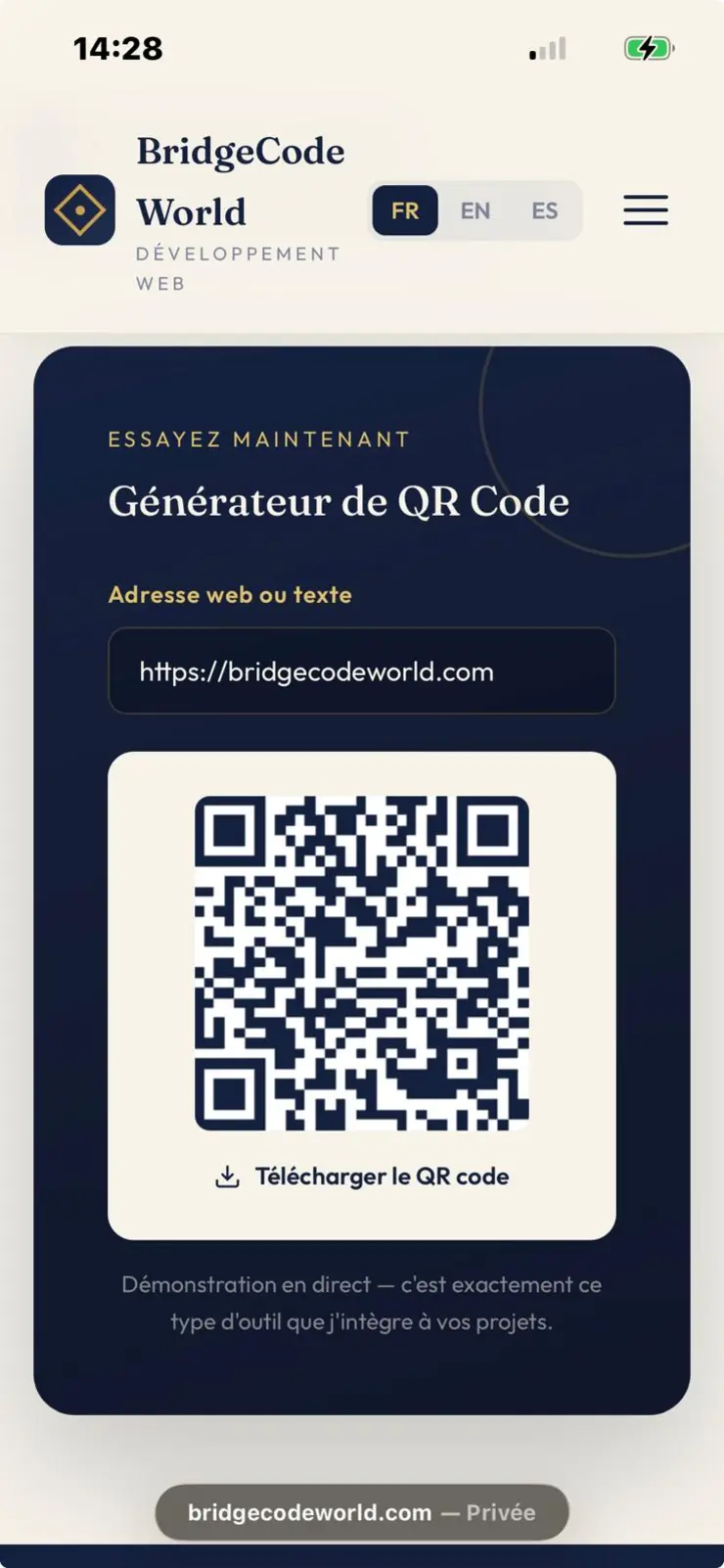 bridgecodeworld.com sur mobile